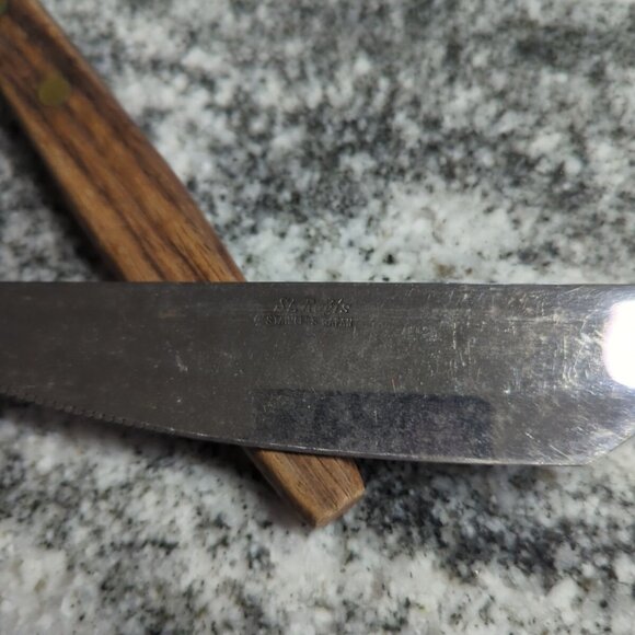 Vintage St. Regis Stainless Japan  Knife & Fork Set Wood Handles - Picture 6 of 7